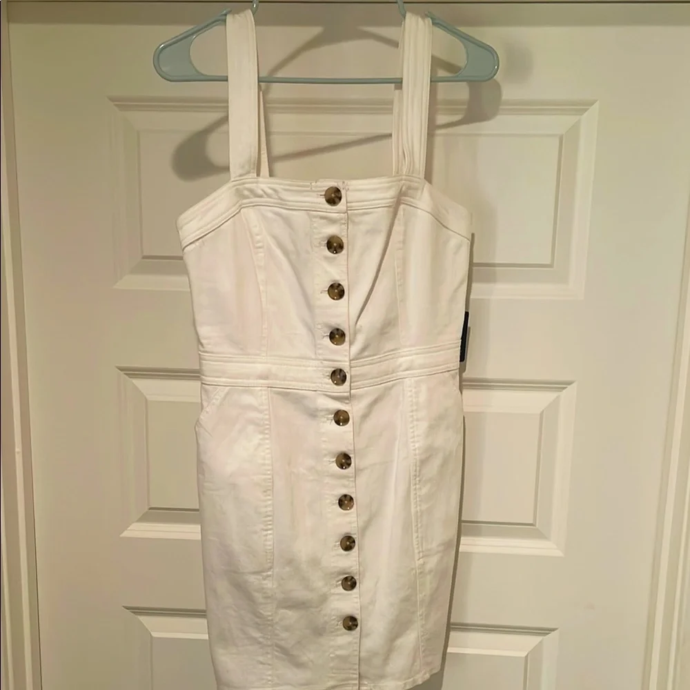 Express Elegant White Button-Down Dress - Picture 1 of 4